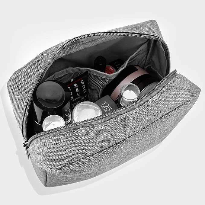 E-Tree Makeup Bag, Big Travel Make up Pouch, Zipper Large Cosmetic Brush Skin Care Case, Toiletry Bags for Traveling Women Man,Tech Electronic Organizer,Small Canvas Storage for Personal Items,Grey