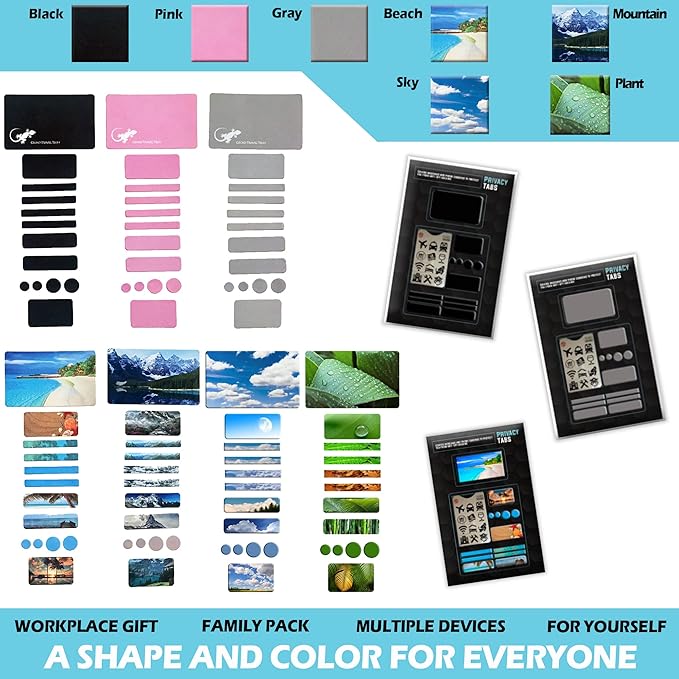 Webcam Covers - Laptop Webcam Cover - Tablet Webcam Covers - Smart TV & for Every Size Webcam on Any Device - Reusable/Multi-use – Protect Your Privacy with Gecko (Sky)