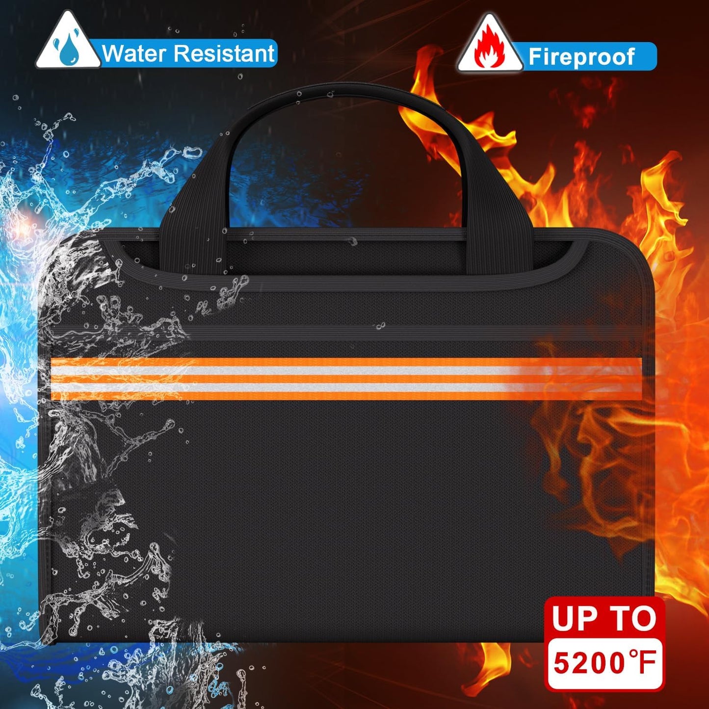 Fireproof Accordion File Organizer with Binder, 1 Inch D Rings Hold up 225 Sheets of 8.5" x 11", 13 Pocket Colorful Expanding File Folder with Zipper & Labels, Portable Travel Safe Storage