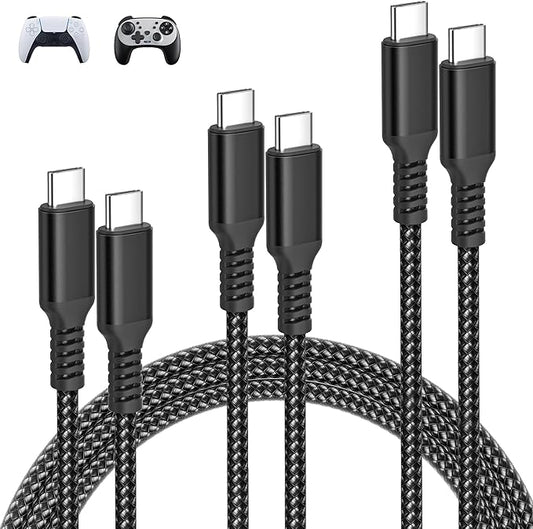 Elebase PS5 Slim Pro Controller Charger Cord 3.3/6.6/10ft 3Pack,PlayStation 5 DualSense Controller,USB C Fast Charging Cable for X Box Series X/S Switch 2,Elite Series 2
