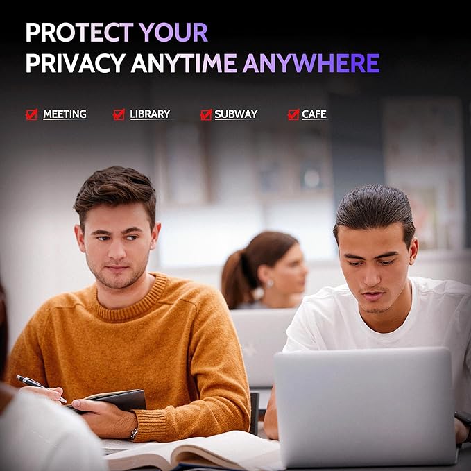 Privacy Screen for MacBook Pro 16 Inch (2021-2024, M1, M2, M3, M4), MagicSuction™ Removable Anti Spy Black Protector, Glare Blue Light Filter for Mac Laptop Computer