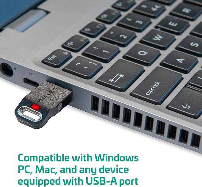 Thales - SafeNet eToken Fusion - Phishing-Resistant FIDO2 Certified Security Key for Digital Certificates or Web Apps & Desktop Authentication - USB-A