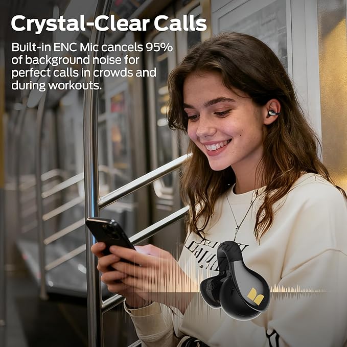 Monster Open Ear AC225 Earbuds, Bluetooth 6.0 Wireless Headphones, Stereo Sound, Lightweight Comfort Clip-On Earbuds with ENC Mic for Clear Calls, 36H Playtime, Touch Control, IPX6 Waterproof, Black