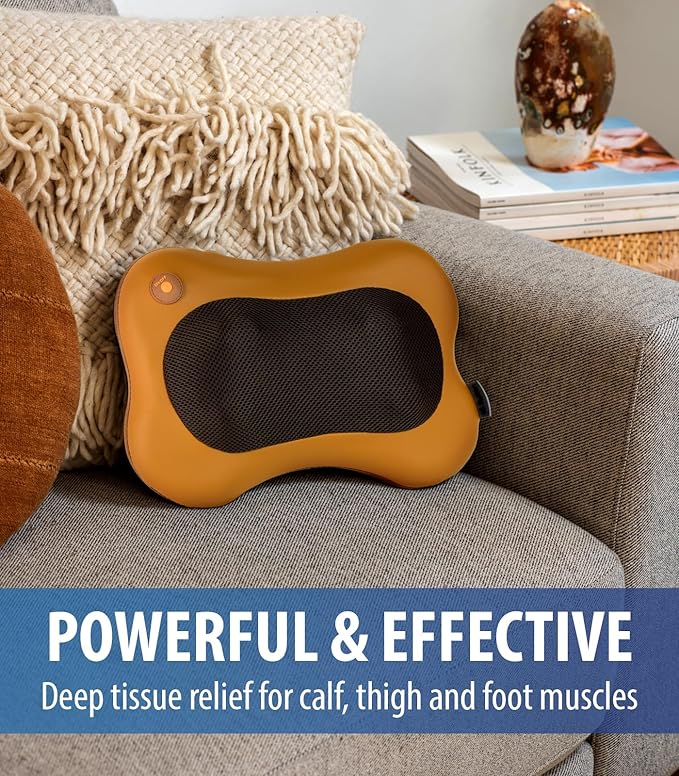 Zyllion Shiatsu Back and Neck Massager with Heat - 3D Electric Kneading Deep Tissue Massage Pillow for Muscle Pain Relief, Brown, ZMA-13