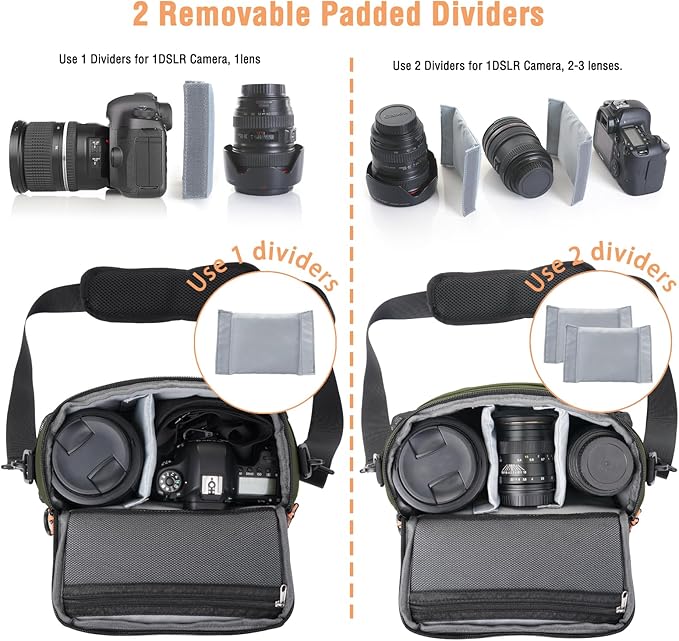 MOSISO Small Camera Bag for Photographers,Compact Camera Shoulder Bags for DSLR/SLR/Mirrorless Cameras,Waterproof Crossbody Padded Photography Bag with Rain Cover for Canon/Nikon/Sony, Army Green