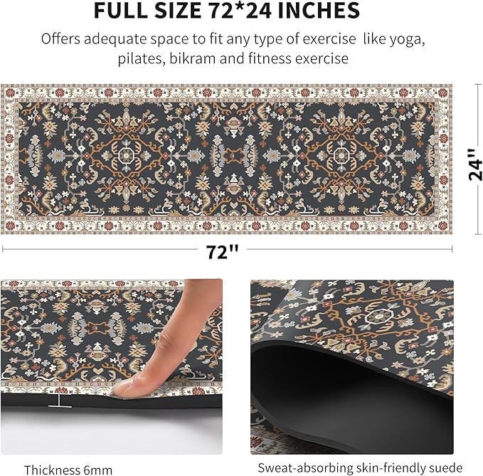 nuveti Yoga Mat Print Extra Thick TPE Non Slip Fitness Exercise Mat with Carrying Bag,72"x24" Extra Thick 6MM Exercise & Workout Mat for Yoga, Pilates Fitness and Floor Exercises
