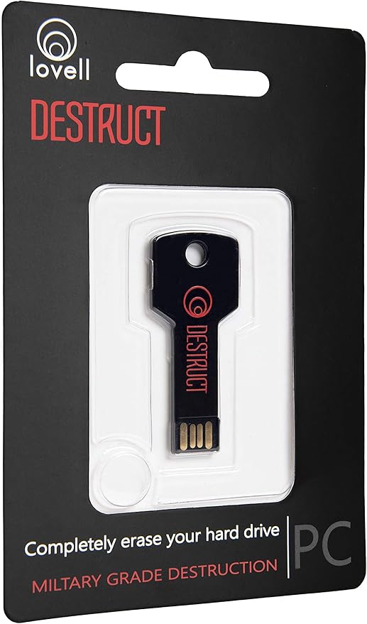 DESTRUCT USB Gadget - Military Grade Hard Drive Wiper - Permanently Erase All Data on PC and Laptops Before Selling