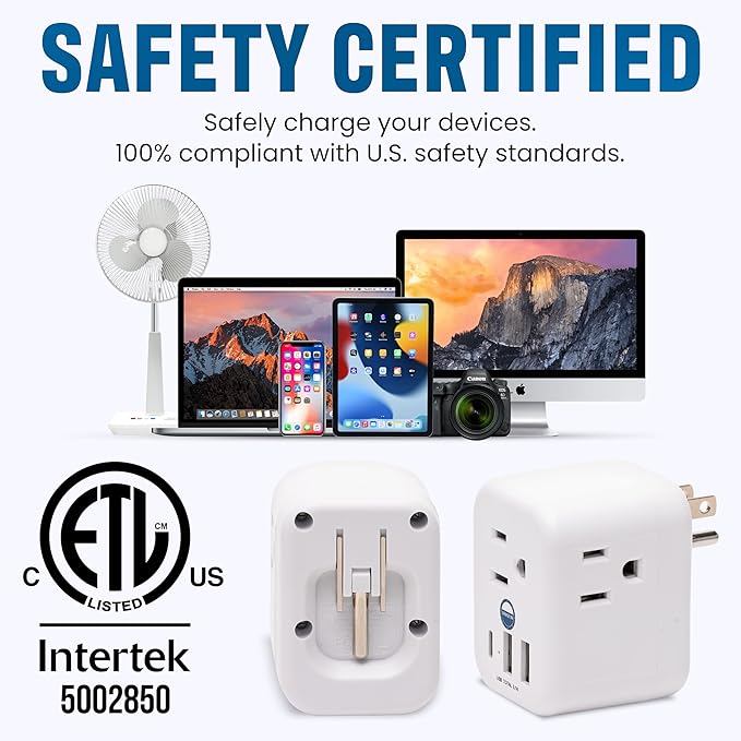 Cruise Approved Power Strip Foldable, Non Surge Protector Travel Power Strip, Multi Plug, 6 Outlets, 2 USB-A, 1 USB-C, & 3 AC Outlet for Carnival, Celebrity, Princess, & Major Lines in 2025 & 2026