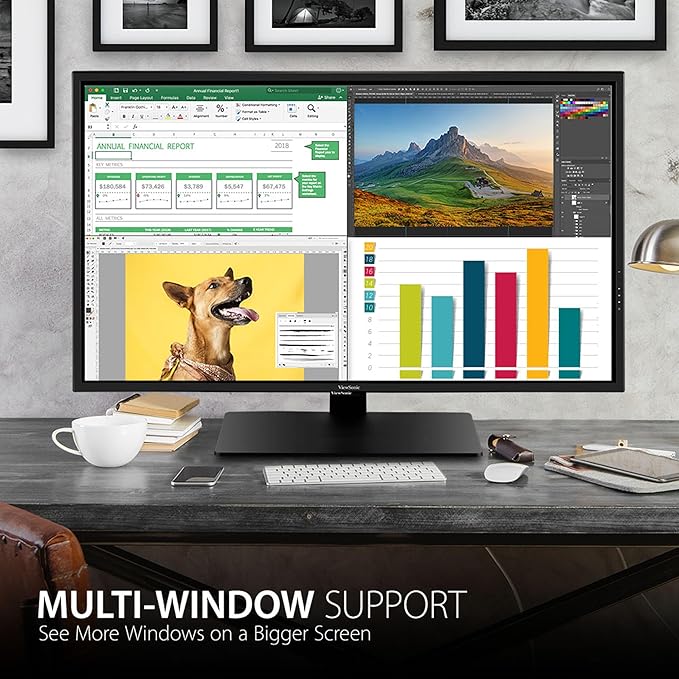 ViewSonic VX4381-4K 43 Inch Ultra HD MVA 4K Monitor Widescreen with HDR10 Support, Eye Care, HDMI, USB, DisplayPort for Home and Office, Black