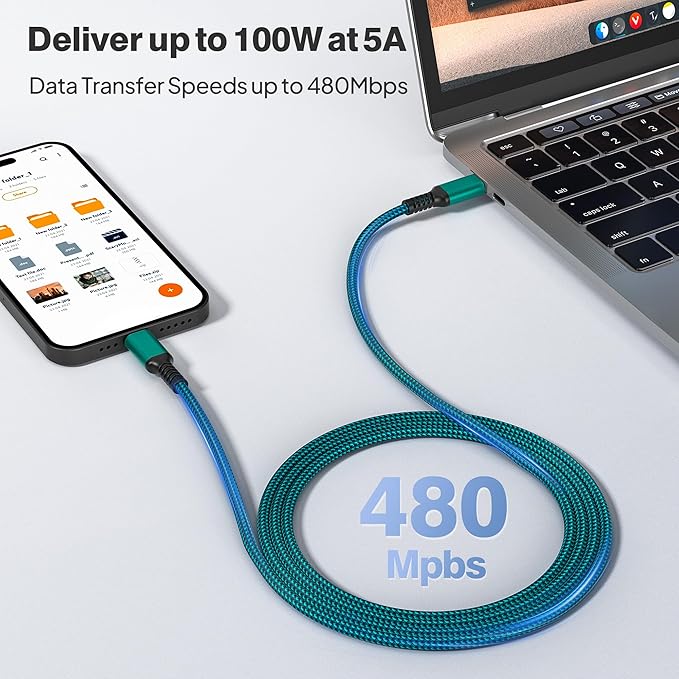 Elebase iPhone Air Charging Cord 3.3/6.6/10FT 3Pack,USB C to Type C,100W Fast Charger USBC Car Carplay Cable for Apple 17 16 16e 15 Pro Max,AirPods 3,iPad Air 4 5,Mini 6,Samsung Galaxy Tab S10 S25