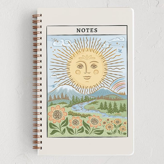 Minted Golden Sun Tarot Card Notebook, Writing Journal for Notes & Journaling, Durable Paper Cover, Modern, Colorful & Simple Spiral Bound Journal Notebook with 160 Lined Pages, 5.5" x 8.5"
