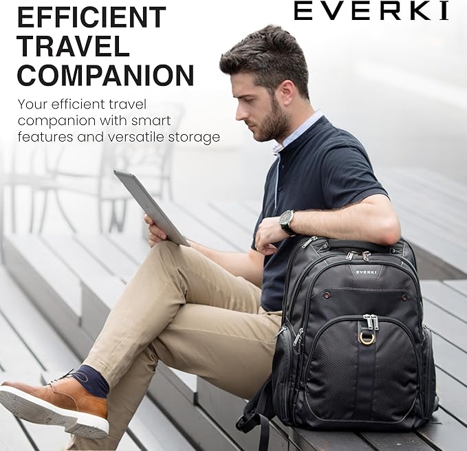 EVERKI Atlas 29.5L Business Laptop Backpack – Travel Backpack for Women & Men, Work/Travel Bag, Laptop Bag Fits 15.6-Inch, Backpack for Women, Men’s Laptop Bags – Black (EKP121S15)