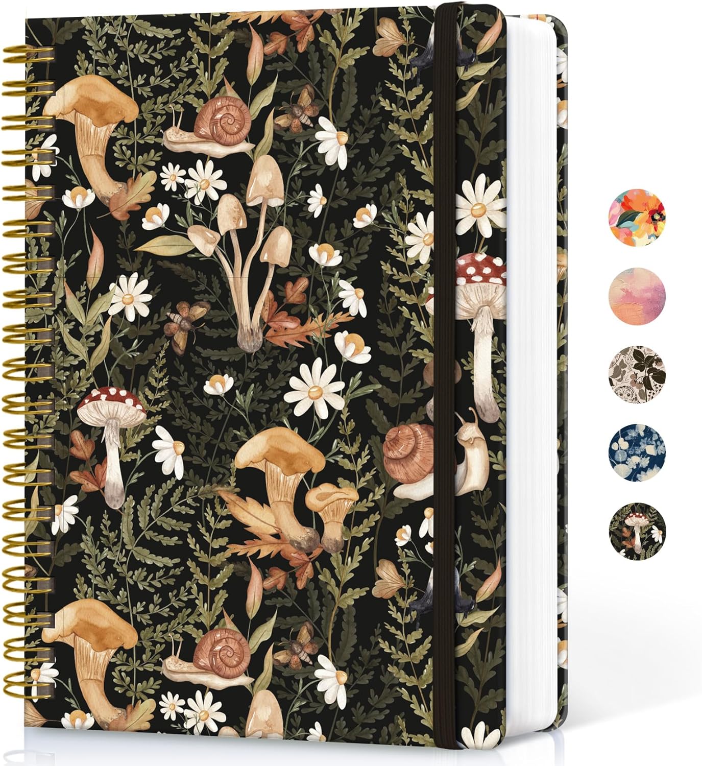 Lined Spiral Notebook Journal for Work, 300 Pages Thick B5 (7.1"x10") College Ruled Journal for Women & Writing, Hardcover Notebook for Note Taking, Perfect for Office Home School Supplies, Mushroom