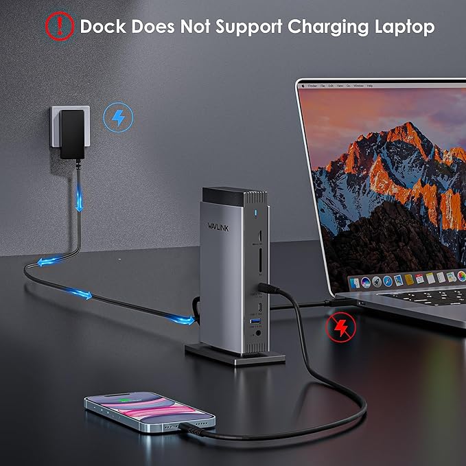 WAVLINK USB C DisplayLink Docking Station with 3 HDMI 4K60Hz,Displaylink Triple Display Docking Station for MacBook M1/M2/M3/Windows,5 USB Ports,2DP,Ethernet Port,Audio/Mic,SD/TF（No Charging Ports）