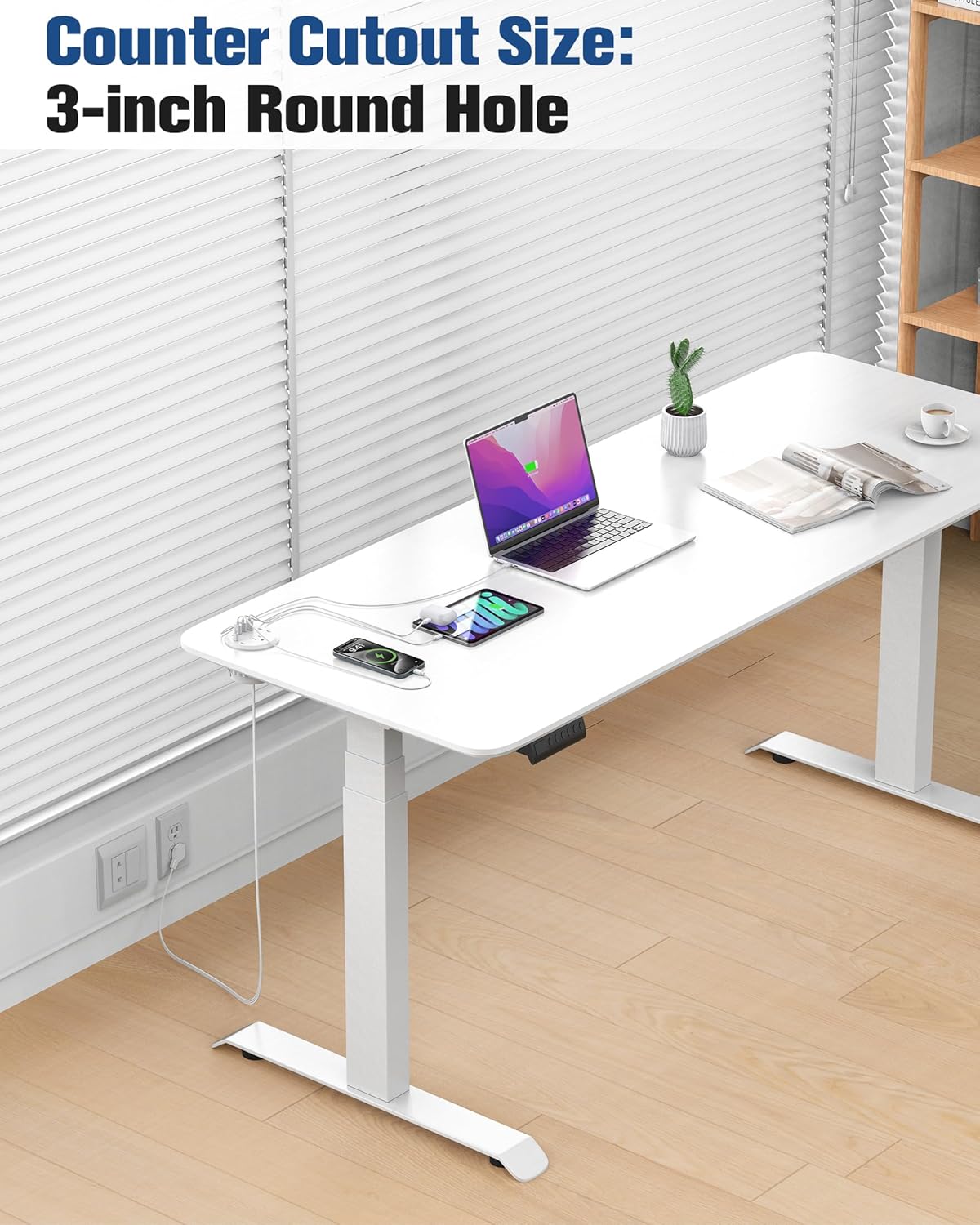 Jgstkcity 65W USB-C Hidden Desktop Power Grommet: 1 AC Outlet,8 USB Charging Ports,3'' Hole Flush Mount Pop-Up Power for Conference Tables & Nightstands (Whtie, 6 FT - 2PCS)