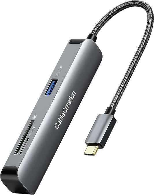 USB C Hub, CableCreation 5-in-1 Multiport iPad Pro Adapter with HDMI 4K, 2 USB 3.0, SD/Micro SD Card Reader for MacBook Pro/Air, iPad Pro, Surface Pro, XPS, and More
