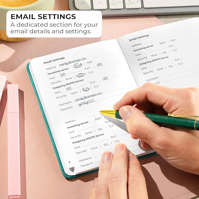 Clever Fox Password Book with alphabetical tabs. Internet Address Organizer Logbook. Small Pocket Password Keeper for Website Logins (Aquamarine)