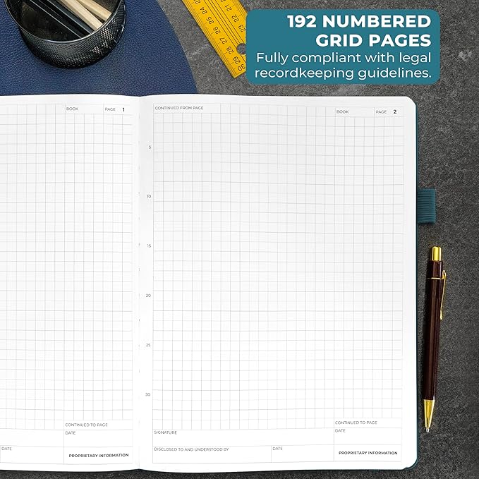 Clever Fox Engineering Notebook – Hardcover Grid Notebook with Numbered Pages, Table of Contents – Patent, Lab & Invention Journal for Engineers & STEM (Dark Teal)