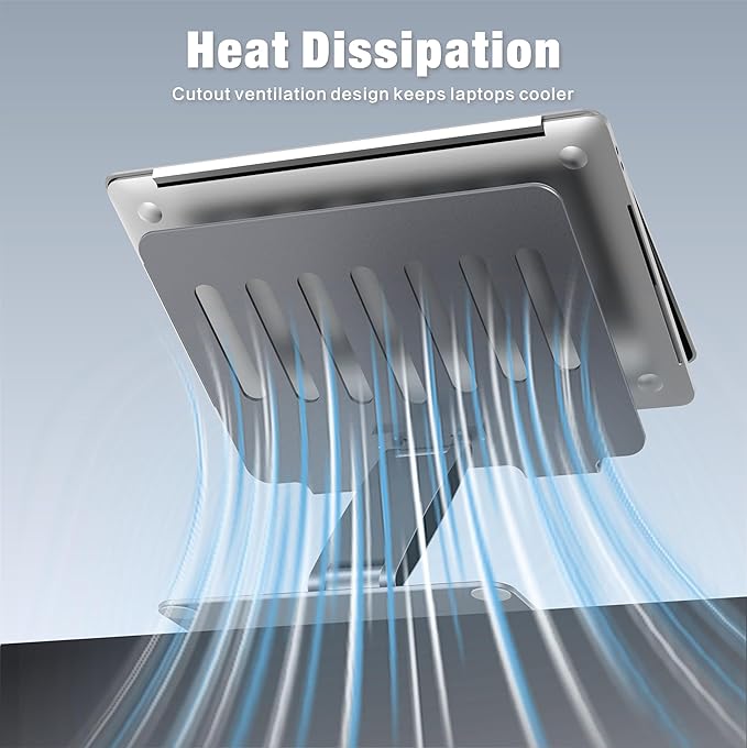 Adjustable Laptop Stand for Desk with 360° Swivel Base, Aluminum Laptop Holder, Foldable Ergonomic Laptop Cooling Riser, Supports up to 18 Pounds, for Macbook Air/Pro Dell/HP and All Laptops 7-15.6"