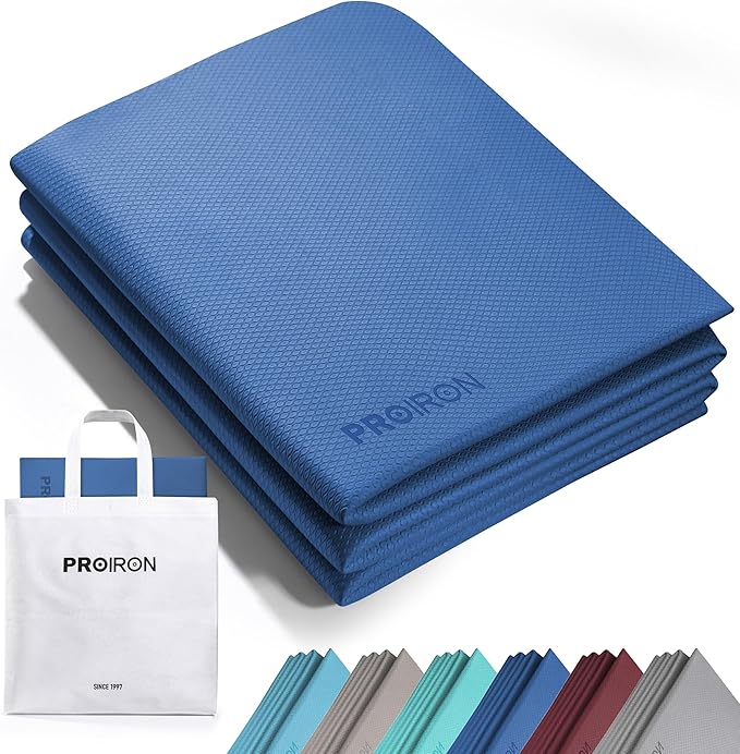PROIRON Foldable Yoga Mat 0.24"/0.16" for Home Workout & Travel, Non Slip Travel Yoga Mats with Carry Bag, Packable Yoga Mat for Home Gym, Pilates, Fitness,Stretching
