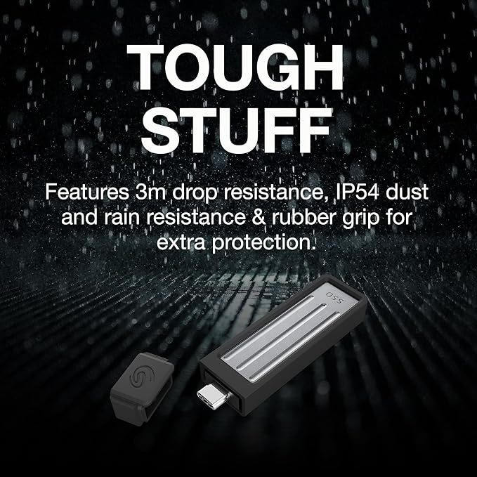 Seagate Ultra Compact 2TB, Portable SSD, 1000MB/s, USB-C, USB 3.2 Gen2, IP54 Water Dust and 3m Drop Resistant, Windows/Mac/iPhone/iPad/Android Phone/Tablet/PS4/PS5/Xbox Compatibility (STMX2000400)