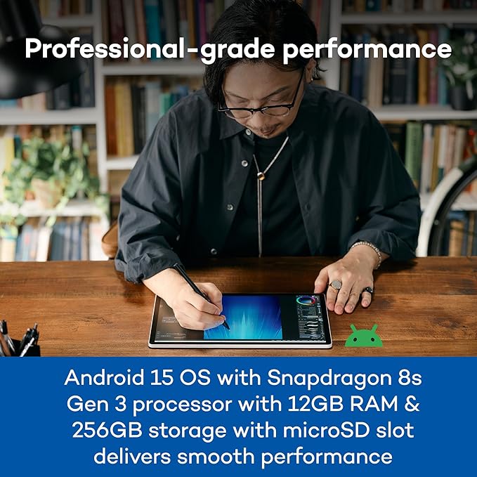 Wacom MovinkPad Pro 14, Android Mobile Drawing Tablet, 14" OLED No Computer Needed, Battery-Free Slim Pro Pen 3, 12GB RAM/256GB Storage, Anti-Glare Matte Screen, All-In-One Portable Digital Art Tablet