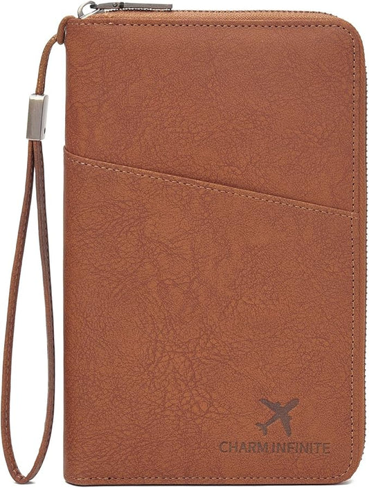 Family Passport Holder Wallet RFID Blocking Zippered Passport Wallet,Women and Men Travel Wallet Ladies Passport Cover