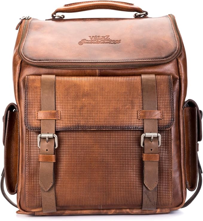 VELEZ Leather Backpack for Men - 15.6 Inch Laptop Bag - Designer Bookbag - Handmade Business Casual Computer Shoulder Bags