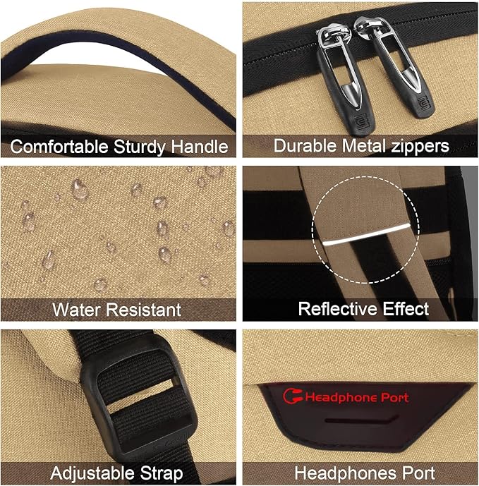 Laptop Backpack,Business Travel Anti Theft Slim Durable Laptops Backpack with USB Charging Port,Water Resistant College Computer Bag for Women & Men Fits 15.6 Inch Laptop and Notebook-Khaki