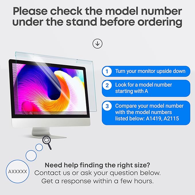 VINTEZ Blue Light Screen Protector Compatible With iMac 27 Inch (2012-2020) – Anti-UV Blue Light Blocking Film for Desktop PC, Eye Protection Filter, 24.1" x 15.1"