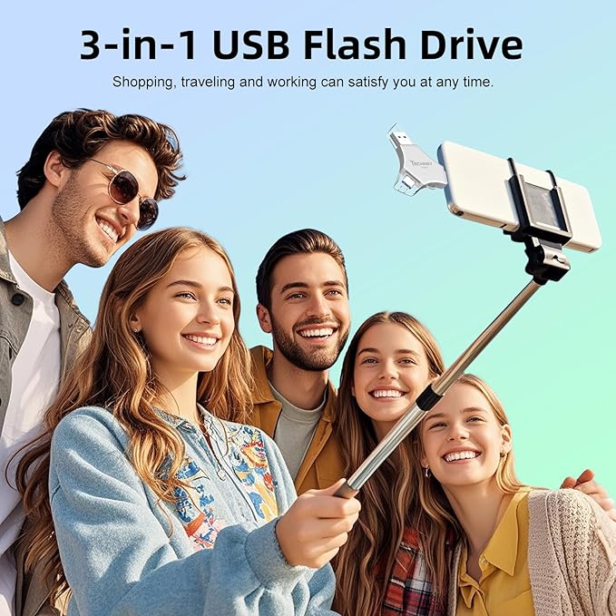 MFi Certified USB 3.0 Flash Drive 512GB for iPhone, 3in1 External Memory Photo Keeper Storage Stick for Picture/Video/Data Saver/Backup, High Speed Thumb/Jump/Hard Drives for iPhone/iPad/Android/PC
