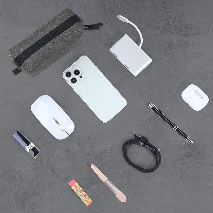 Electronics Organizer Travel Case, Small Tech Bag for Cords, Chargers, Power Bank, Earbuds – Portable Cable Pouch for Office, Business Trip, Commute – Water & Scratch-Resistant (7.28"x5.12"x2.17")