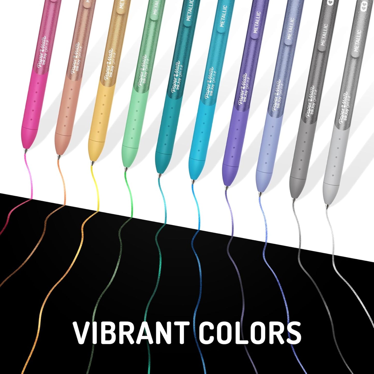 Paper Mate InkJoy Gel Pens, Metallic Pens, Retractable, Medium Point, (0.8mm) Assorted Colors, 10 Count