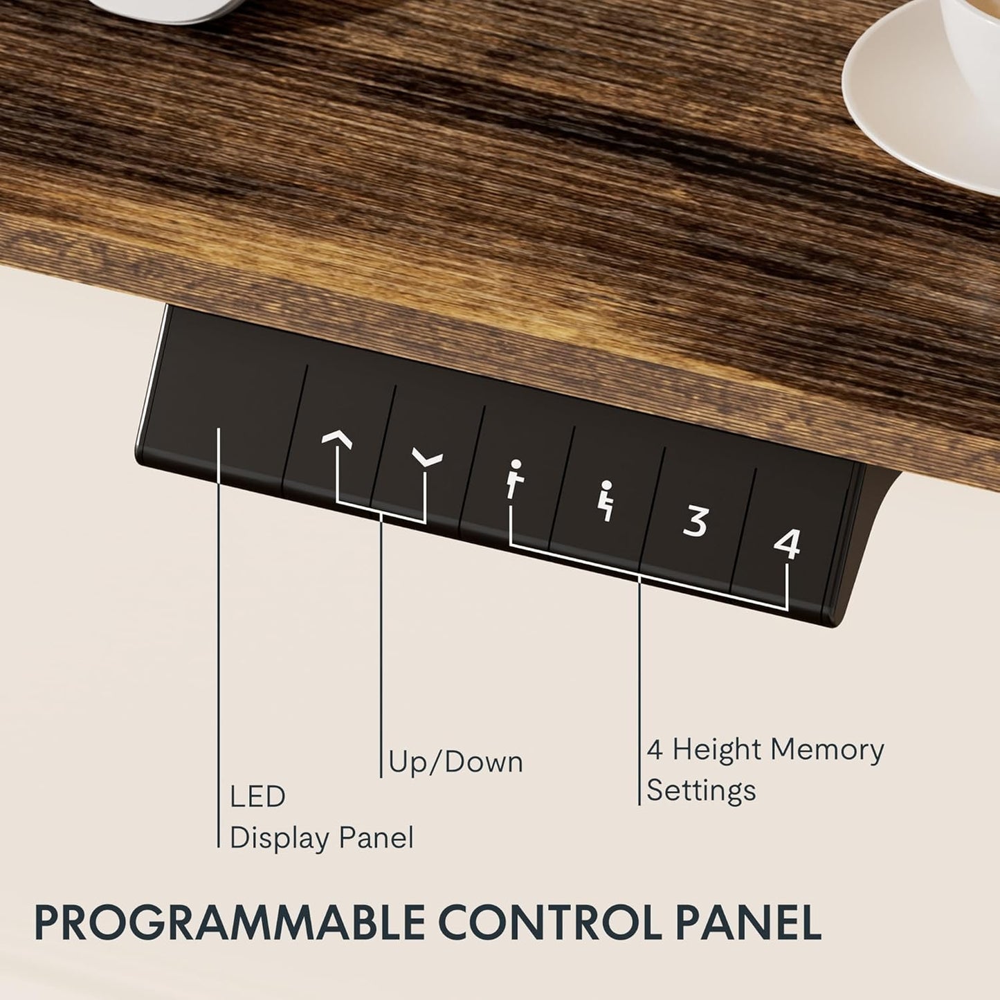 FLEXISPOT EN1 One-Piece Standing Desk, 55 x 28 Electric Height Adjustable Sit Stand Desk for Home Office (White Frame + 55" Rustic Top, 2 Packages)