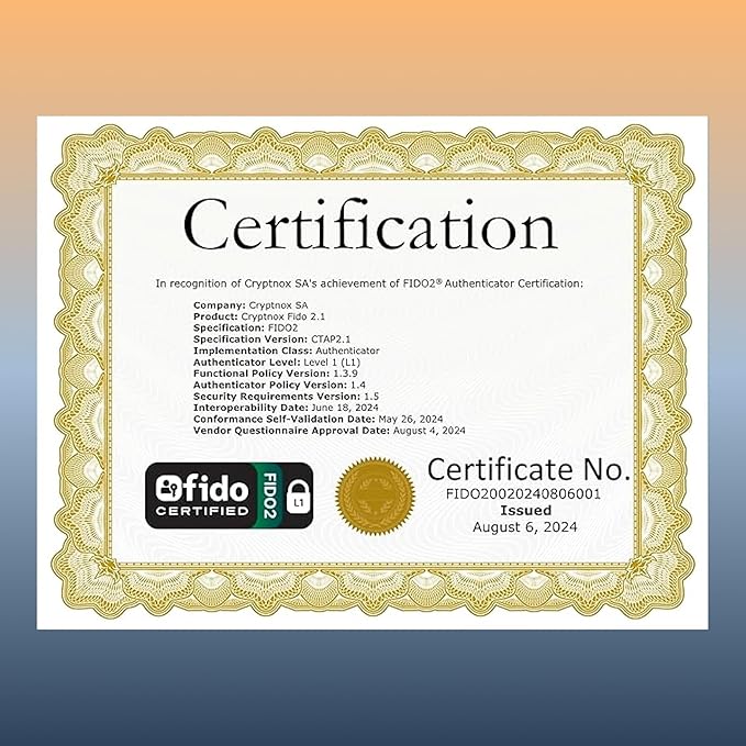 FIDO2 Security Key, Two Factor Authentication (2FA) NFC Security Key, Connect via NFC for Microsoft, Apple, Google, Facebook, Dropbox, Mifare DESFire, Convenient Card Format, FIDO Certified