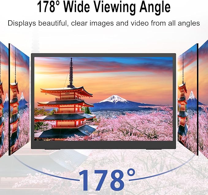 2.5K Portable Monitor 15.6inch UHD 2560 * 1680 for Laptop, 100% sRGB 500nits HDR IPS External Display w/Smart Cover & VESA Mount, USB-C HDMI Travel Second Screen for PC Mac Phone Xbox PS5