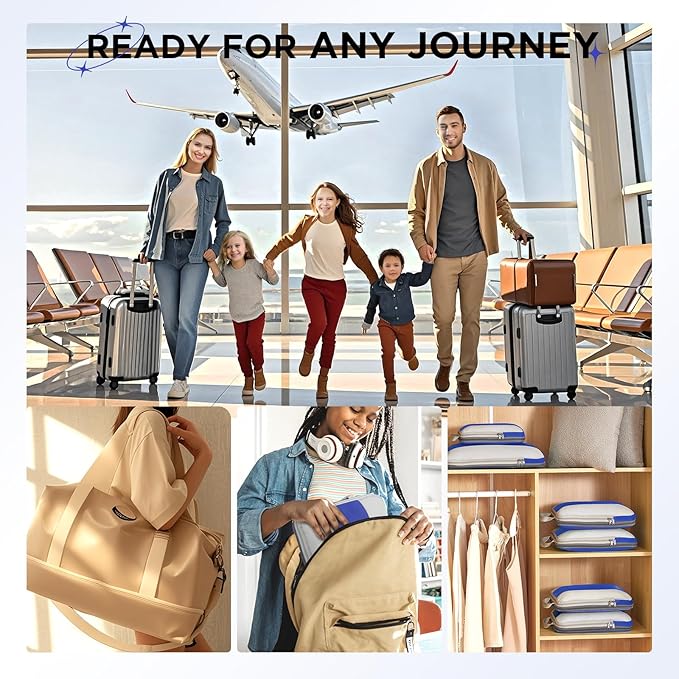 10 Set Compression Packing Cubes for Travel Essentials,Compressible Expandable Packing Cubes for Suitcase,OlarHike Luggage Organizer Bags for Travel,Handy Helper for Organizing Clothes(Klein Blue)