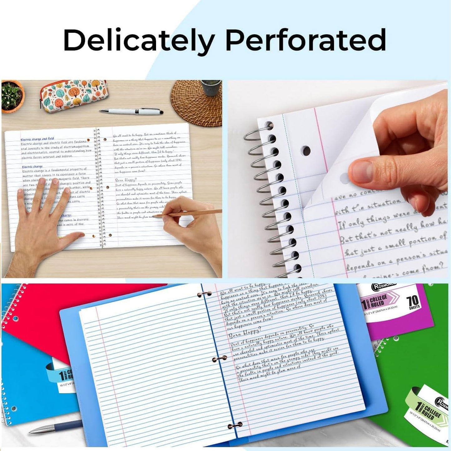 720 Packs (Pallet) 1 Subject Notebooks, Spiral Notebook Bulk, College Ruled, Pallet of Notebooks,70 Sheets (140 pages), 8 x 10-1/2",Bulk Spiral Notebooks for School & Office, 4-7 Days Transit