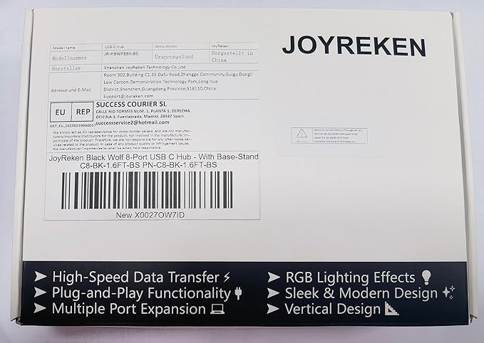 USB C Hub Multiport Adapter, 8-in-1 USB C Dock with HDMI 4K@30Hz, PD 100W, 5Gbps USB-A 3.0x3, USB-Cx1, SD/TF Card Reader, Wolf Gaming RGB USB Tower Hub for MacBook, iPhone16, XPS, Surface, iPad, etc.