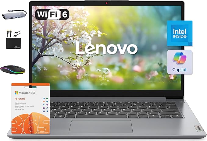 Lenovo IdeaPad 14" Laptop Computer 2025, 20GB RAM, 1.1TB Storage (500GB SSD +128GB eMMC +500GB Ext), Intel Core Processor, UHD Graphics, Long Battery WiFi-6, MarxsolAccessory, 1-Yr Office 365, Win 11