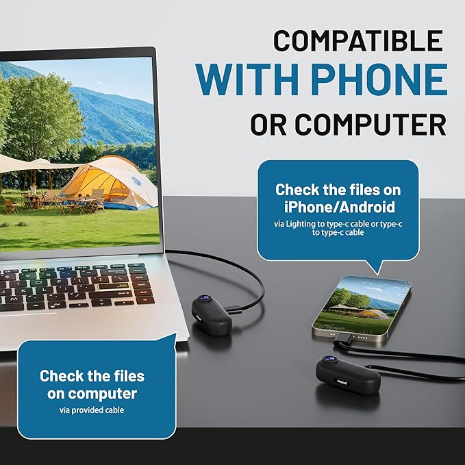 4K Mini Action Camera 128GB Thumb POV Portable Body Cam Wearable Video Recorder with IPX7 Waterproof Underwater Camcorder, Helmet Mount, Magnetic Sport DV for Bike Cycling, Pet, Vlogging(Black)