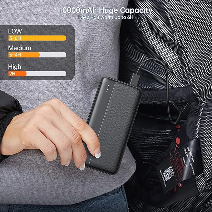 Heated Vest Battery Pack 5V 2A 10000mAh 2 Pack Power Bank Fits for DR.Prepare/KOVNLO/TIDEWE Electric Heating Jacket/Stadium Seat Cushion/Coat/Blanket External Portable Charger for iPhone, Tablet