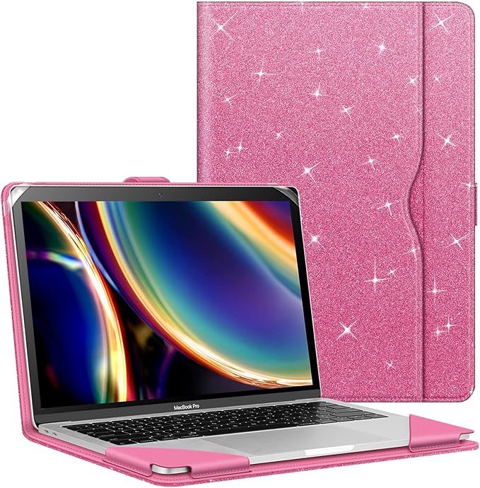 Fintie Sleeve Case Cover for MacBook Air 13.6 A3240 A3113 A2681 M4 M3 M2, Air 13 A2337 (M1) / A2179 / A1932, MacBook Pro 13 A2338 (M2 M1) / A2251 / A2289 / A2159 / A1989 / A1706 / A1708, GlitterPink