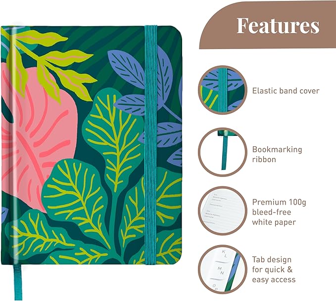 Rileys & Co. Tropical Paradise Compact Password Book - Alphabetically Tabbed, Handy Password Keeper, Perfect for Seniors, Safe Notebook for Internet Logins, Websites, Usernames (6 x 5 Inches)