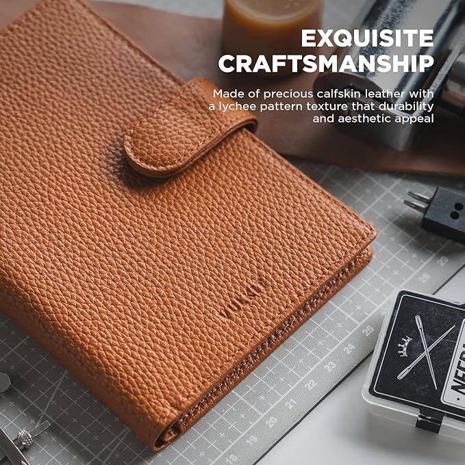 VULKIT Leather Passport Travel Wallet for 2 Passports Slim Double Passport Holder RFID Blocking with ID Window for Women or Men