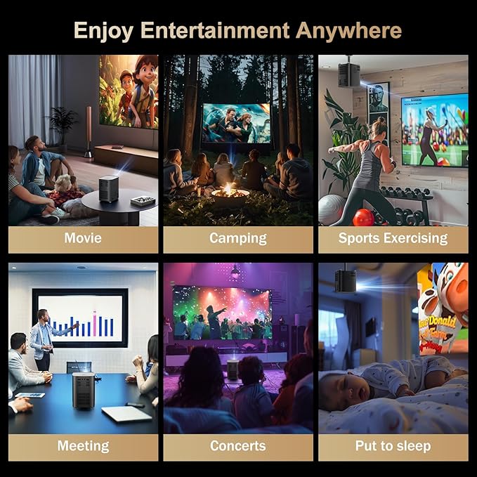 [Electric Focus] Projector with WiFi and Bluetooth, Native 1080P 15,000 Lumens 4K Supported, Agreago Outdoor Movie Projector for Home Theater UP to 300", for iOS/Android/TV Stick/HDMI/USB