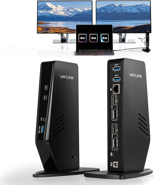 WAVLINK USB 3.0 and USB-C Universal Laptop Docking Station with 65W, Dual Monitor Docking Station for Windows or Mac, 4K HDMI (2 HDMI,2 Display Ports,3 USB-A, 2 USB-C, Ethernet, Audio&Mic)