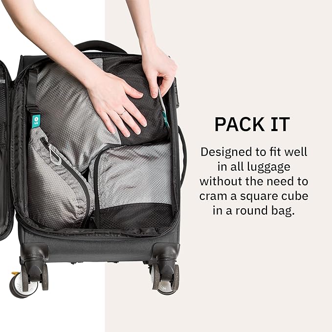 trtl Packing Pods, Grey- Packing Cubes for Travel - Organizer Bags for Luggage to Maximize Space in Suitcase - Travel Packing Organizers - Includes Carry Strap - Comes with 3 Cube Sizes - 3 Pack