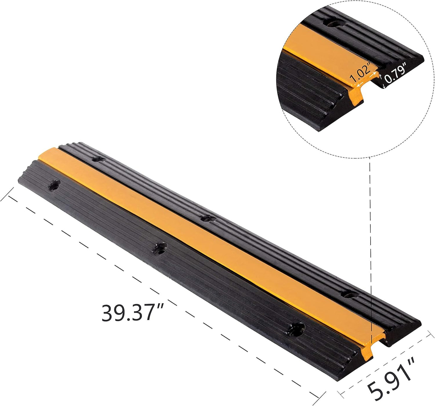 4 Pack Rubber Cable Ramp Hose Cable Protector Ramp 1 Channel 11000Lbs Load Capacity Traffic Speed Bump Wires Power Lines Extension Cord Cover for Indoor Outdoor