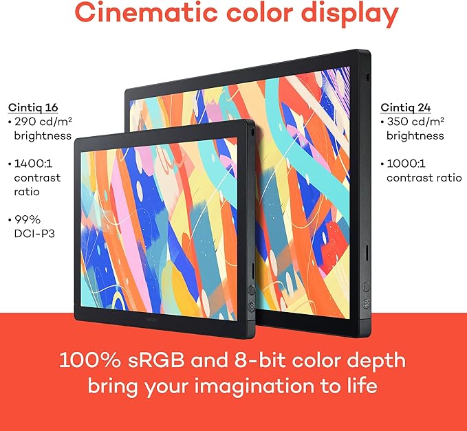 Wacom Cintiq 16 Drawing Tablet with Screen, 16 inch Display, Pro Pen 3 (Battery-Free), 100% sRGB Pen Display for Artists, Designers, Animation, Game Dev, Works with Mac, PC